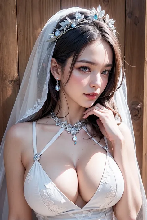 Highest quality, masterpiece, Ultra-high resolution, (Realistic: 1.4), Ultra sexy Xiuxian, smile, shy, belly button, Delicate makeup, Gorgeous Jewelry, Horse face mini bridal dress, Detailed aspect, 1 Girl, White clothes, Lotus print, Maple Leaf Print, alo...