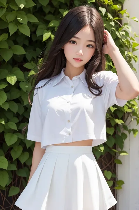 1 girl in a white skirt