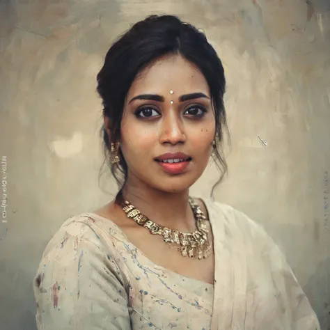 NivethaPethuraj, [ (art by Oleg Oprisco:1.3) |art by Florian Nicolle], portrait,close up of a Selfish Female, Historian, masterpiece, shallow depth of field, Low Contrast, ultra high res,  