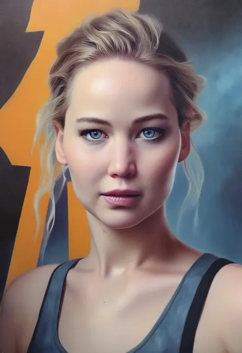 jenniferlawrence,portrait,female,fantasy art by greg rutkowski and alphonse muchas;highly detailed oil painting with dramatic li...