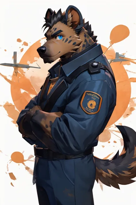 hyena, scruffy fringe, navy blue collar, blue eyes, good eyes, team fortress 2 style