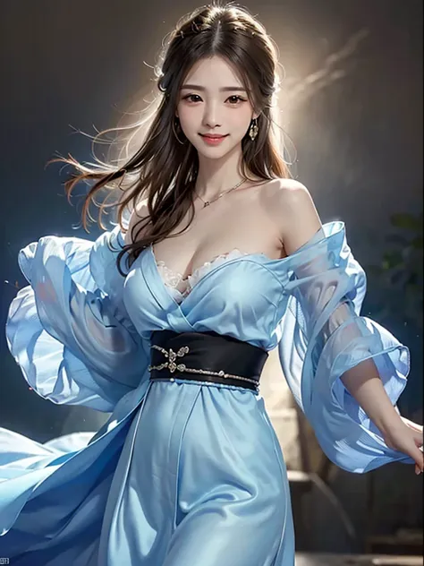 Kimono dress、Wearing a super detailed, super high definition, extravagant and gorgeous long skirt dress, Highest quality, masterpiece, Ultra-high resolution, (Realistic:1.4), RAW Photos, One Girl, In the Dark, Spotlight light, Deep Shadow, Moderate, whole ...