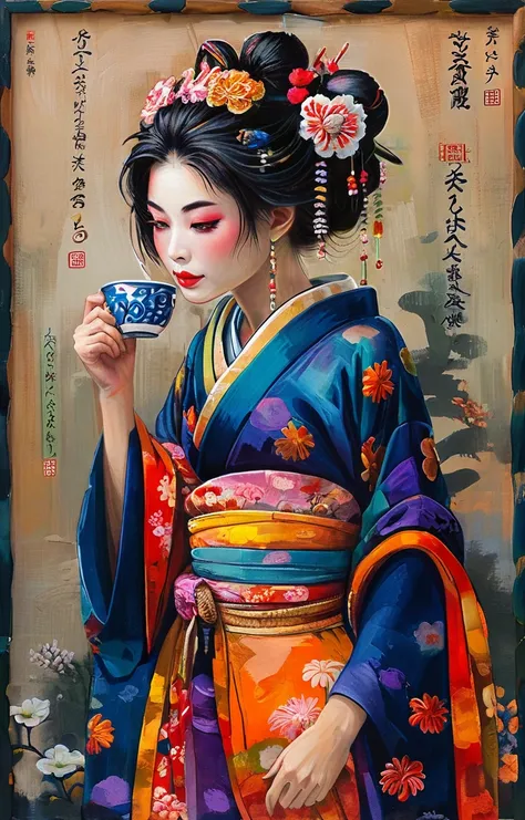 geisha drinking tea