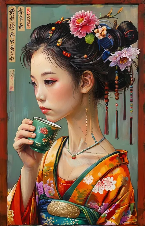 Geisha drinking tea