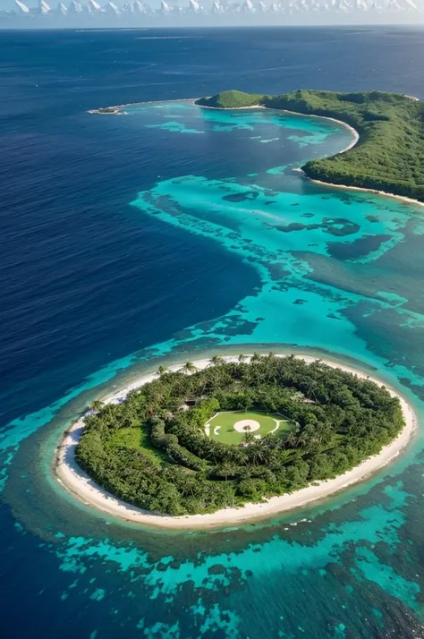 Green island in the ocean