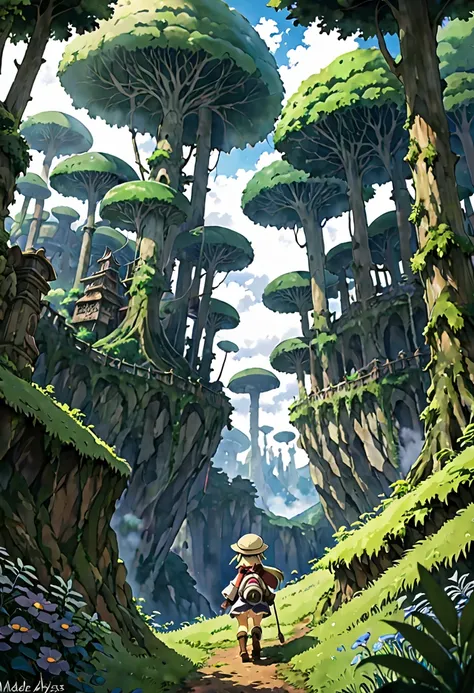 made in abyss，fantasy，fantasy，，forest，rich in nature，landscape，((background only))