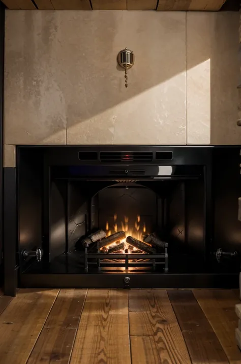 A coil inside a wall-mounted firebox