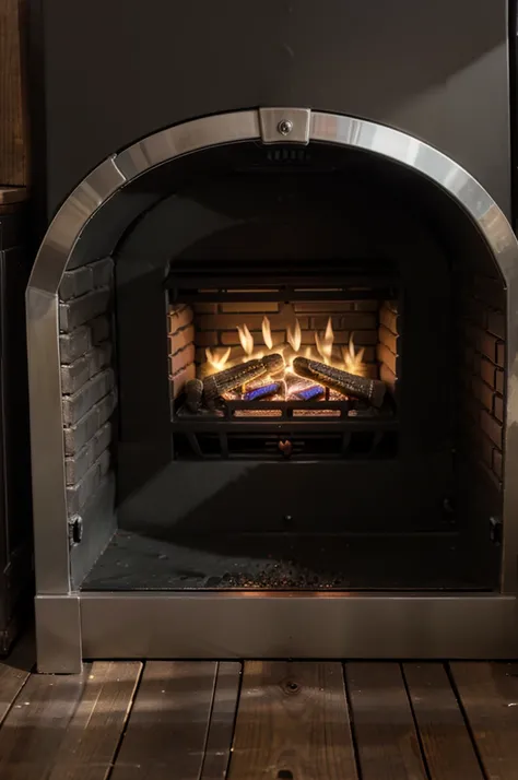 A coil inside a wall-mounted firebox