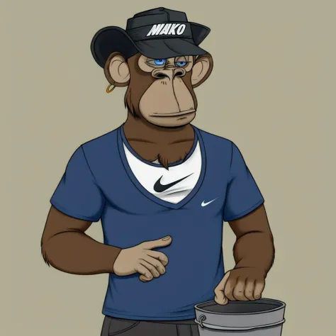 crie uma nft de macaco bored ape yatch club com bucket hat da nike e oculos futurista com camisa expensive