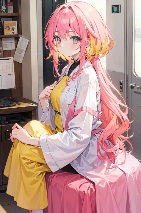 yellow-pink hair