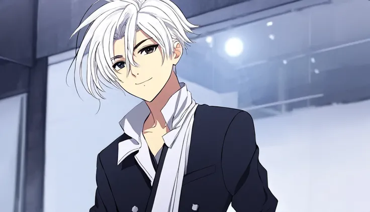 Young  white hair stylist boy ayush(anime style) 