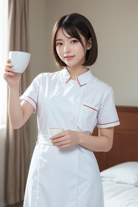 1 Girl,(Wearing white nurse clothes:1.2),(RAW Photos, Highest quality), (Realistic, photo-Realistic:1.4), masterpiece, Very delicate and beautiful, Very detailed, 2k wallpaper, wonderful, finely, Very detailed CG unity 8k wallpaper, Very detailedな, High re...