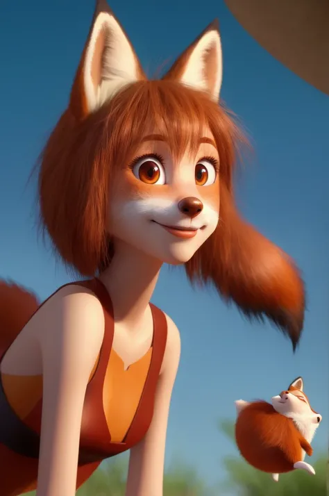    Anthropomorphous Fox girl animated pixar 