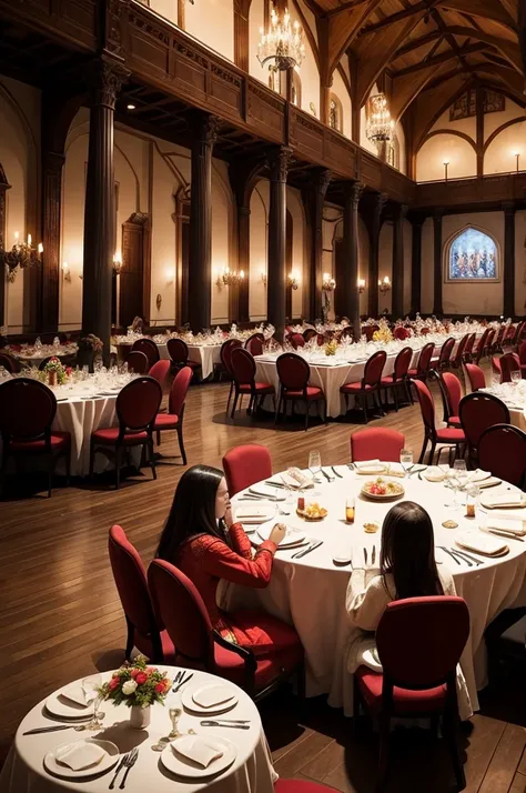 Create a picture of a banquet in a medieval-era palace 