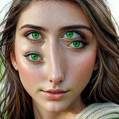 Ultra realistic green eyes girl