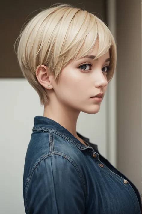 A woman with short hair