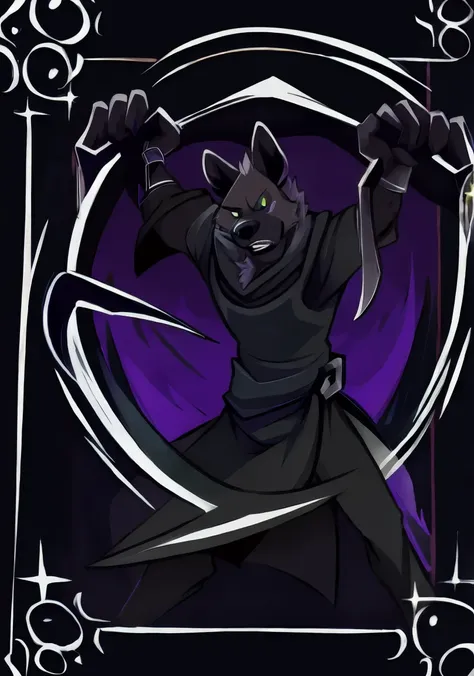 hyena，Black mist，sickle，grim Reaper，Tarot（card）（best quality）