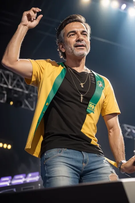 Brazilian politician Pablo Marçal playing at an electronic festival 