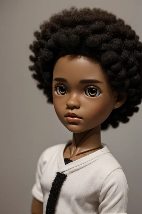 Make me a doll blythe doll male short afro hair black eyes brown skin 