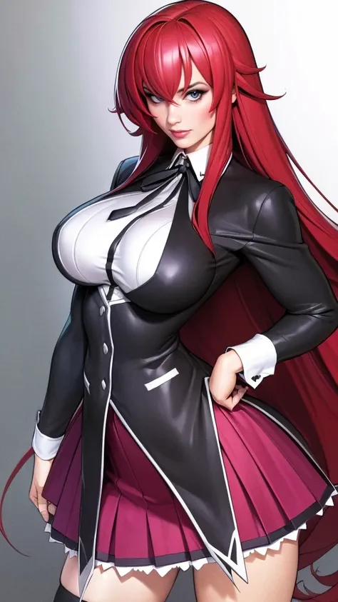 ((masterpiece, best quality)), insaneres, absurdres, solo, looking at viewer, 
ANIME_DxD_Rias_Gremory_ownwaifu, 
1girl, bangs, long hair, red hair, breasts, large breasts, rias gremory, blue eyes, hair between eyes, very long hair, collarbone, hair intakes...