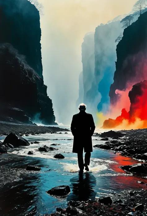 Wearing Glasses, full body, by Norman Ackroyd, dramatic composition, cinematic dynamic action scene, vibrant colors, cinematic lighting, dramatic lighting, best quality, masterpiece, very aesthetic, perfect composition, intricate details, ultra-detailed