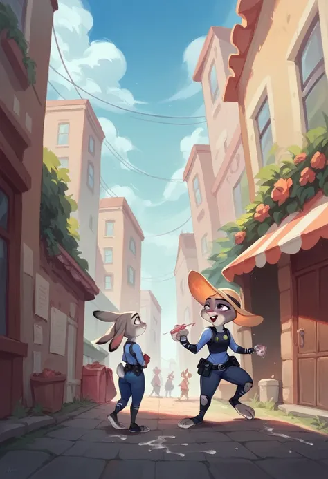 Judy Hopps works as public cum  on the street 