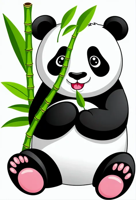 list of cute chinese giant panda emojis，cartoon animals，a green bamboo leaf on the head，hands on hips，short legs， (((sad face, e...