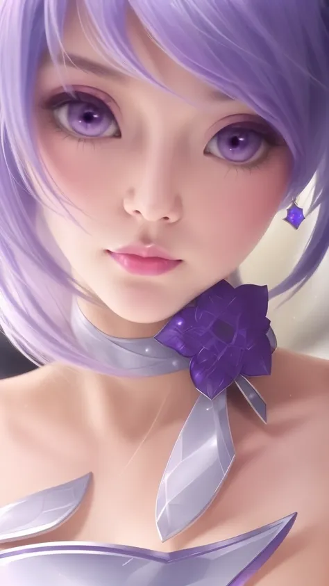 a close up of a woman with purple hair and a sword, portrait knights of zodiac girl, knights of zodiac girl, extremely detailed ...