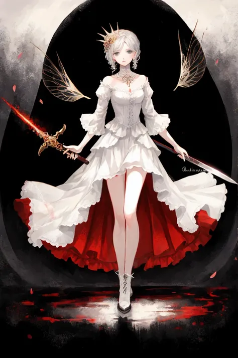  ((best quality)), ((masterpiece)), (detailed), 1girl, Character design, female, dynamic poses, long white grey hair, grey white eyes, very skinny, detailed, best quality, no accesoires around the neck, prominent collarbones, skinny arms, full body, blank ...