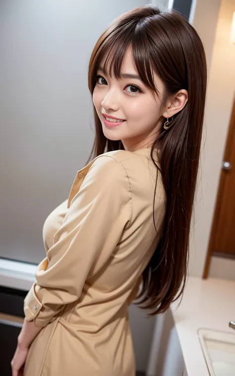 Highest quality, shape, Super detailed, finely, High resolution, 8k wallpaper, 完璧なダイナミックな構shape, ((Sexy pose)), Beautiful Skin, (Big eyes), Beautiful 20 year old girl, Natural color lip, Center of chest, smile, Highly detailed face and skin texture, Fine g...