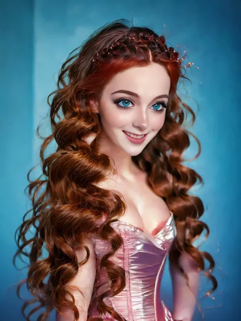 (Best quality, 4K, 8K, A high resolution, Masterpiece:1.2), Ultra-detailed, Realistic portrait of an 18 year old aristocratic girl, Exquisite facial features，Long brown curly hair details expressed, The posture is leisurely and natural，Graceful posture, Dr...