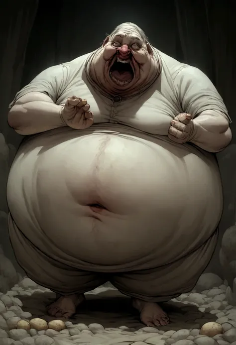 A old and ugly Witch, FAT, horror, full body,crazy, Scary, hungry, gluttony