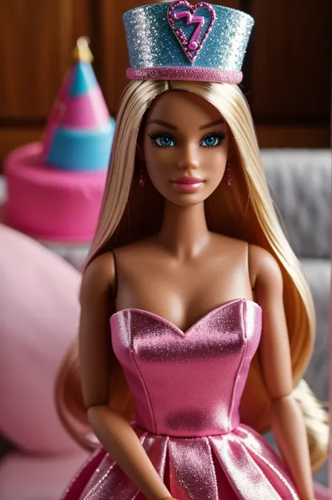 Barbie with birthday hat 
