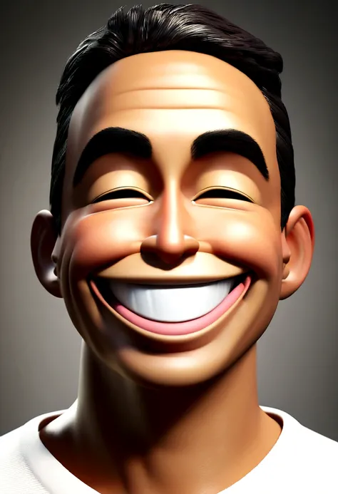 Ilustración de smiling man, Crazy smile, brown-skinned man with a giant smile., smiling happily at the camera, Cheek Smile, he is smiling, very big smile, smiling man, headshot profile photo, laughing huge smile, drawing in 3D artistic style, c4d, pure whi...