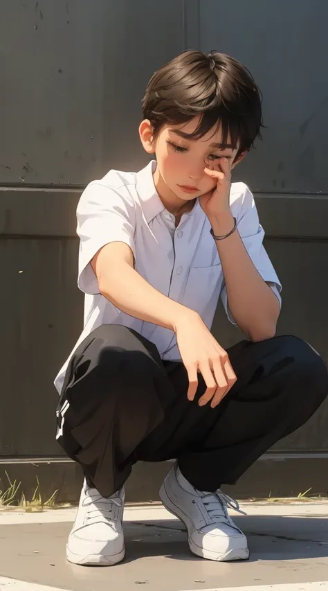 1boy teen ,sad expression ,hand gestures