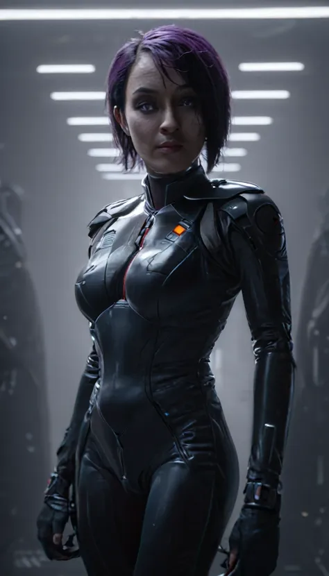 professional 3d model cinematic scene, sabine wren, huge breasts, ghost in the shell, detailed background, masterpiece, best qua...