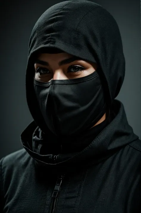 Woman with black mask mouth soldier from Call of Duty 