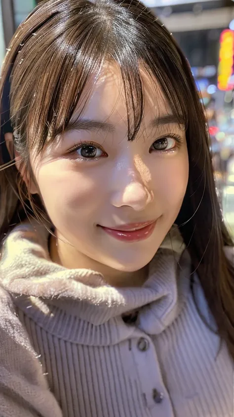 ulzzang -6500-v1.1, (Raw photo:1.2), (Photorealsitic), a beautiful detailed girl, (Real: 1.4), extremely detailed eye and face, beatiful detailed eyes, Very beautiful night illumination:1.5, (( women winter fashion:1.3, Ultra-realistic pantyhose:1.2))、self...