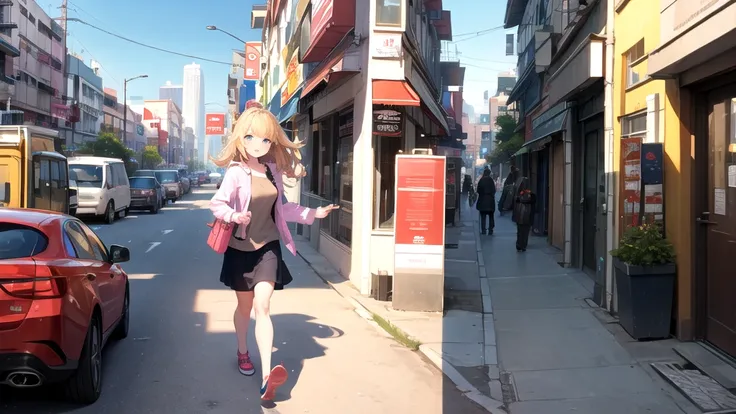 Girl walking in the city