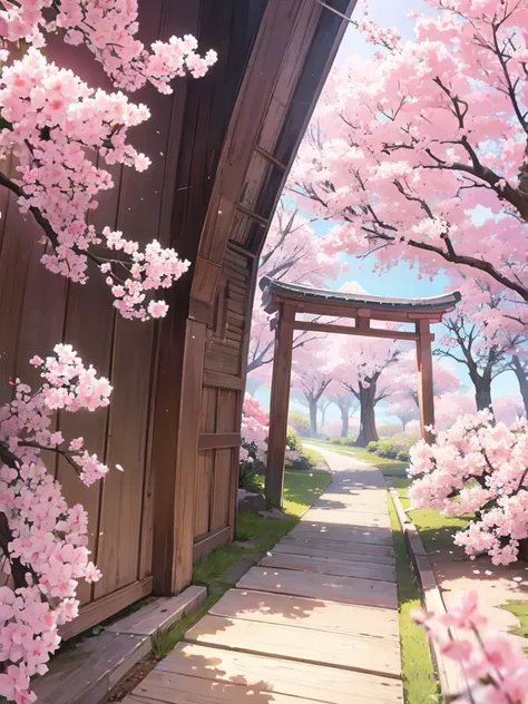 a place of sakura flowers without people