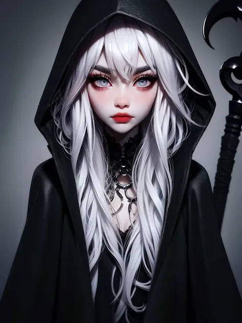 ((best quality)), ((masterpiece)), (detailed), 1girl, solo, beautiful, gothic, witch, gloomy, asian woman, mature, black clothin...