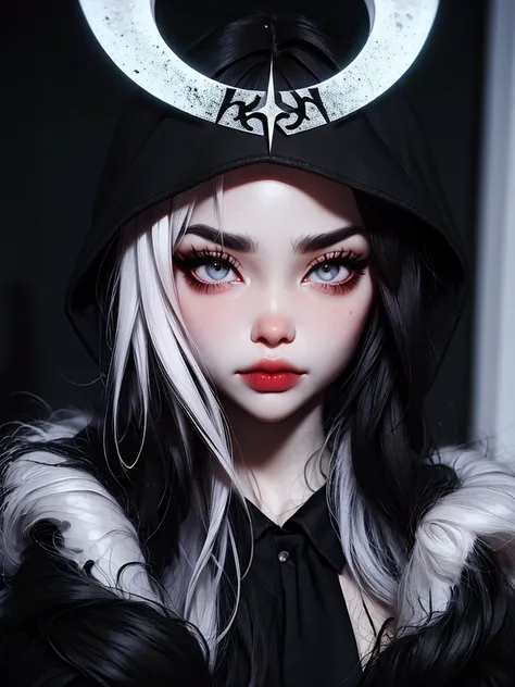 ((best quality)), ((masterpiece)), (detailed), 1girl, solo, beautiful, gothic, witch, gloomy, asian woman, mature, black clothin...