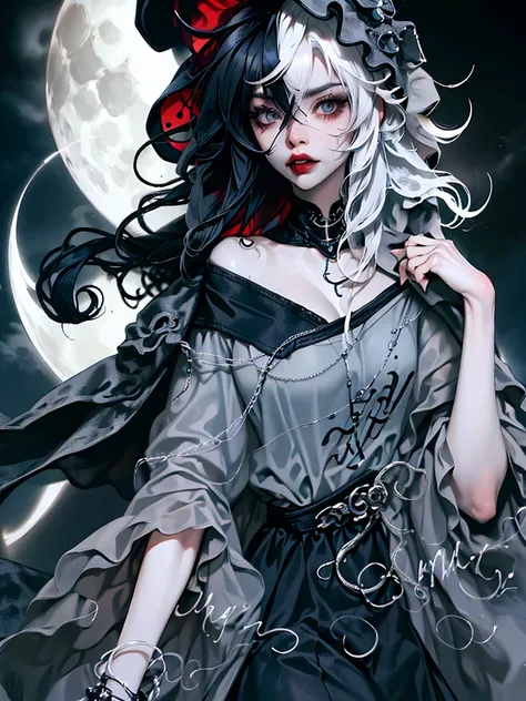 ((best quality)), ((masterpiece)), (detailed), 1girl, solo, beautiful, gothic, witch, gloomy, asian woman, mature, black clothin...