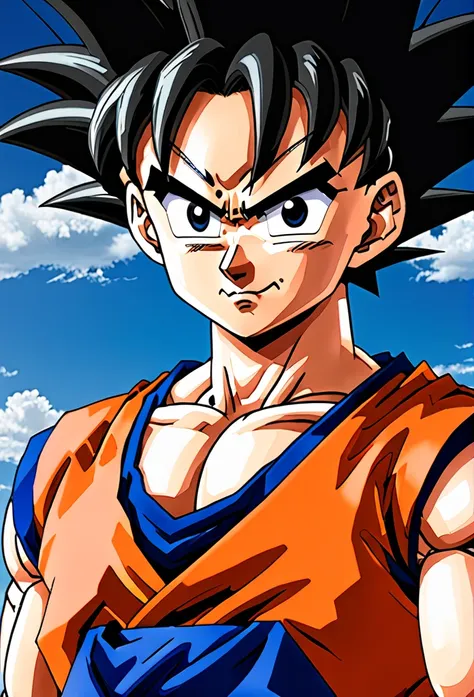 score_9, score_8_up, score_7_up,
gokuxl, solo,1boy,  black eyes, looking at viewer,
 blue dougi, happy, uppar body, black hair ,...