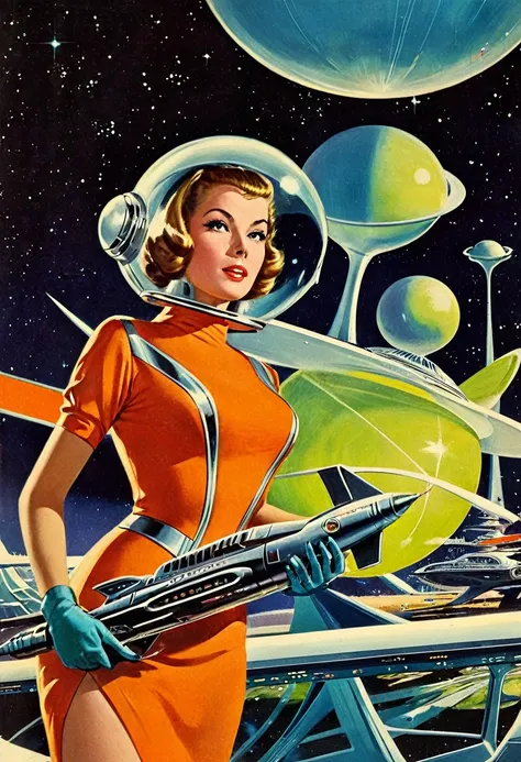 retro futuristic, ((retro futurism)), ((science fiction)), 1950s, (((1960s))), 1970s, (alien women),