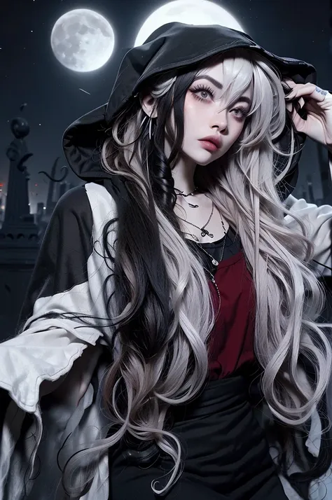 ((best quality)), ((masterpiece)), (detailed), 1girl, solo, beautiful, gothic, witch, gloomy, asian woman, mature woman, black c...