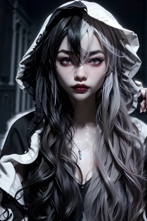 ((best quality)), ((masterpiece)), (detailed), 1girl, solo, beautiful, gothic, witch, gloomy, asian woman, mature woman, black c...