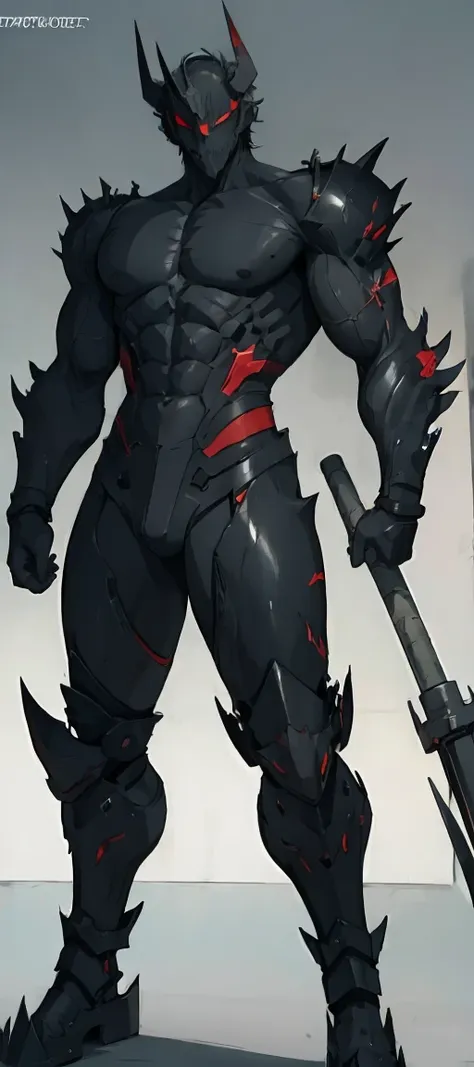 a demon from the anime chainsaw man, it has a hybrid hammer head, warhammer head, he has a gray muscular body, wearing no shirt,...