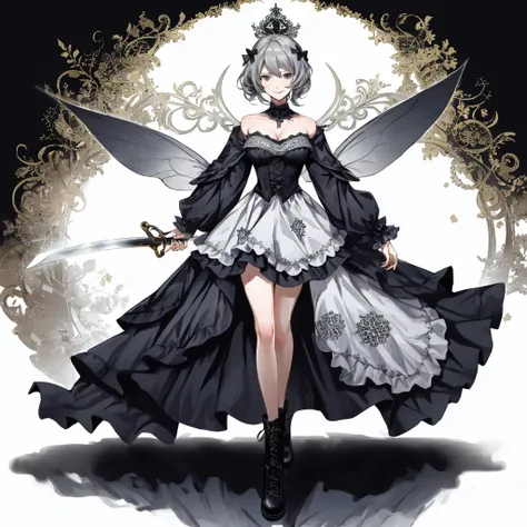 ((best quality)), ((masterpiece)), (detailed), 1girl, character design, female, dynamic poses, long white grey hair, grey white ...