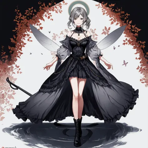 ((best quality)), ((masterpiece)), (detailed), 1girl, character design, female, dynamic poses, long white grey hair, grey white ...